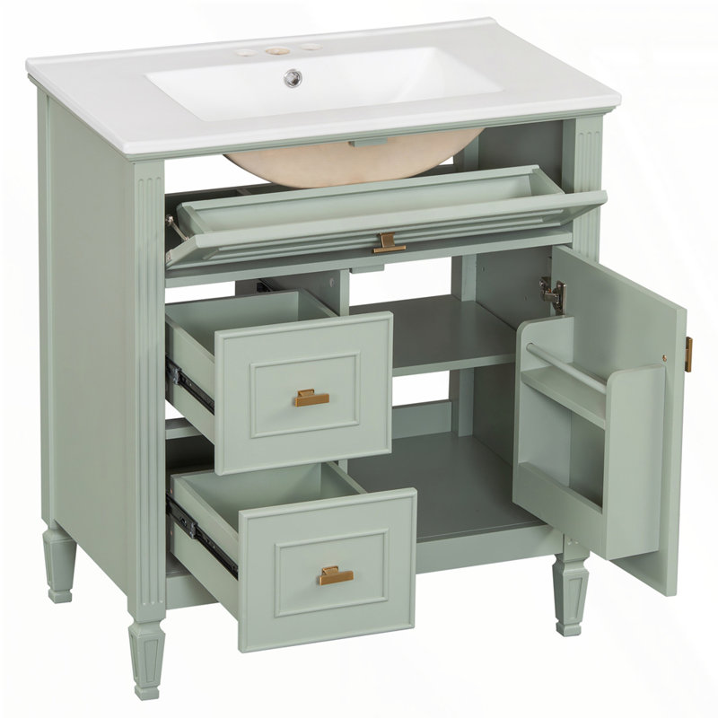 Meuble-lavabo 30 po avec lavabo, Vert