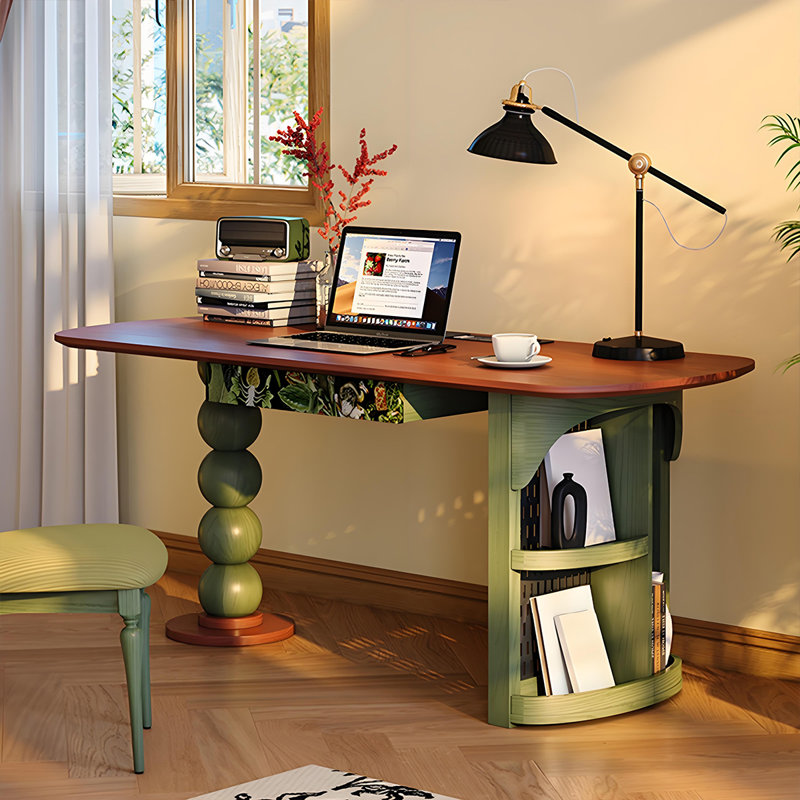 Bureau vert en bois massif 62,99 po, H 29,53 po x l 62,99 po x P 27,56 po