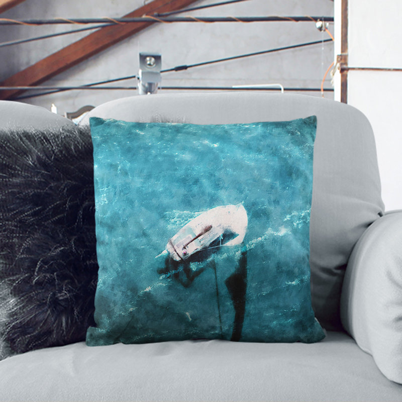 Scow Boat out Sailing Scatter Cushion, Stone, 55cm H x 55cm W x 20cm D