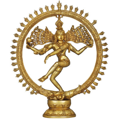 Lord Shiva Nataraja Brass Sculpture 20 Inch Handmade Indian Deity Art Accent for Living Room Entryway Shelf