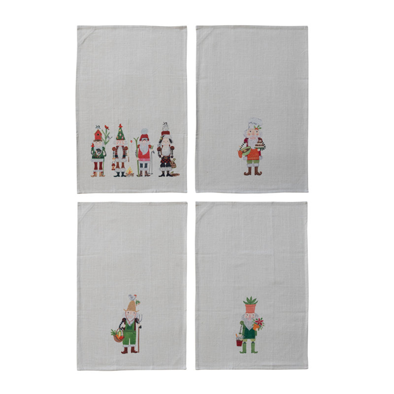Serviette de thé en coton à imprimé flammé avec casse-noisette (chacun variera)