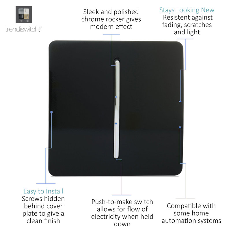 Wall Mounted Light Switch, Gloss Black