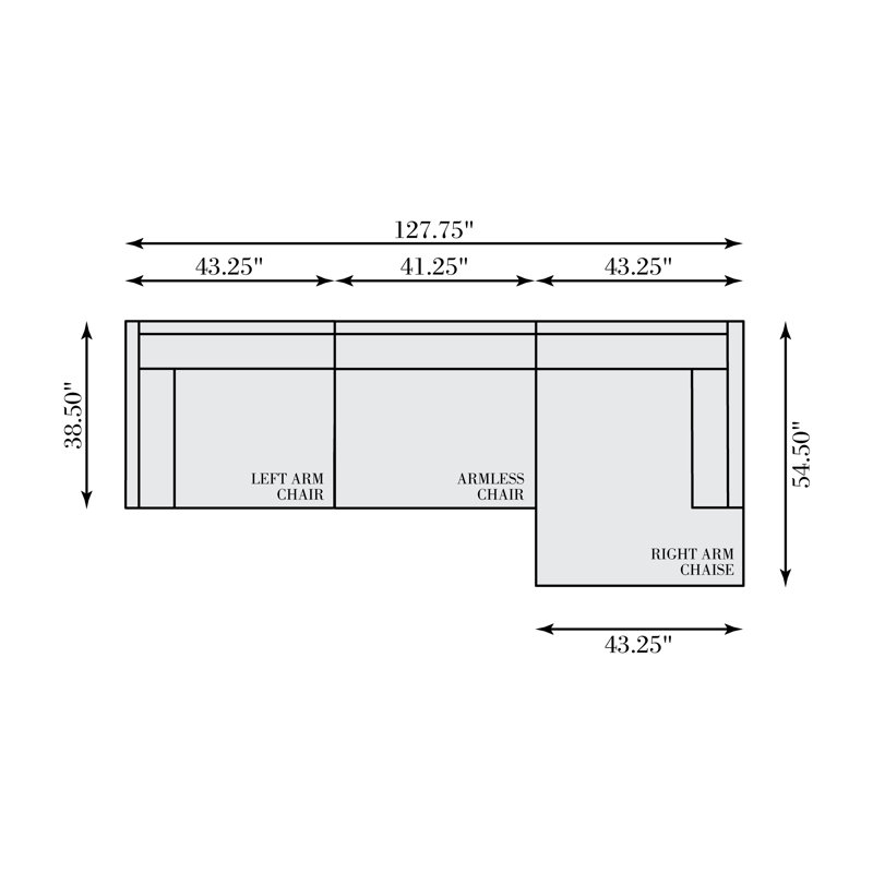 Chaise Sectional, Right Hand Facing