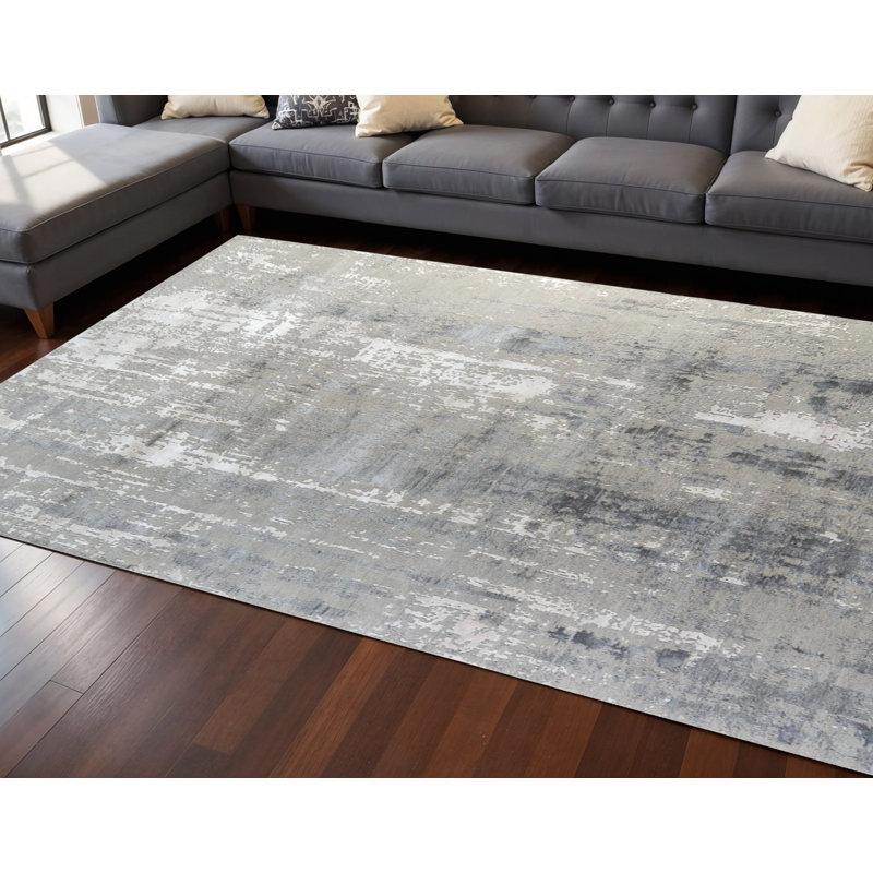 Tapis noué à la main 8 pi x 10 pi ivoire beige et gris