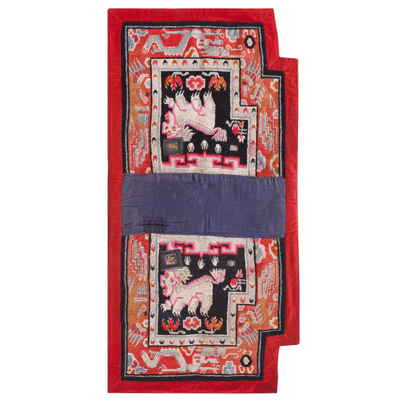 Antique Chinese Foo Dog Design Saddle Horse Cover Rug