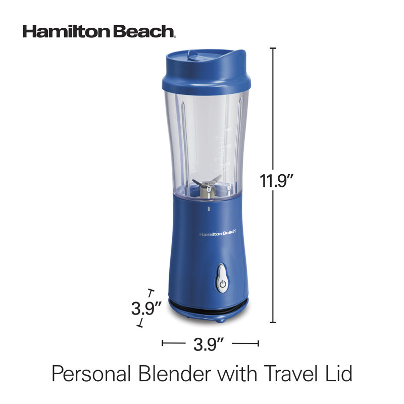 Hamilton Beach® Portable Blender with 14 Oz BPA Free Travel Cup and Lid, Durable Stainless Steel Blades for Powerful Blending Performance