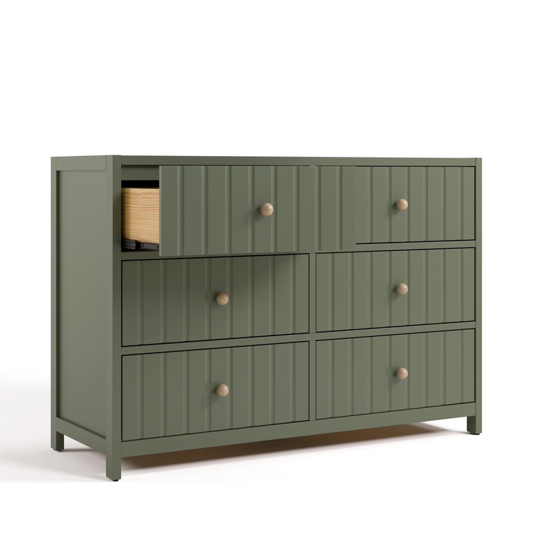 Commode double 6 tiroirs Teddi, Olive