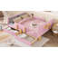 Lit plateforme double avec tiroirs de rangement, structure en bois massif, garde-corps, petite tablette et crochets, aucun sommier nécessaire, rose-294677242-294677243