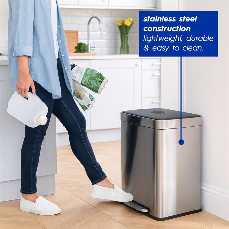 Stainless Steel Step On Waste Bin, Silver