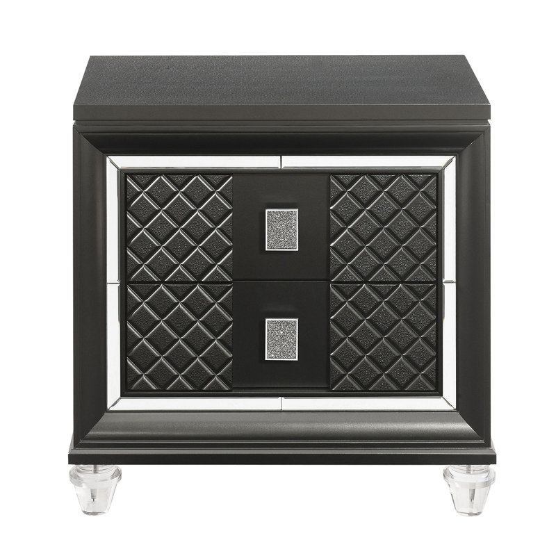 Metallic 2-Drawer Nightstand