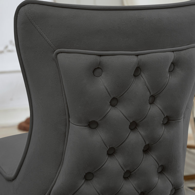 Charys Tufted Velvet Upholstered Cross Legs Parsons Dining Chair, Dark  Gray  