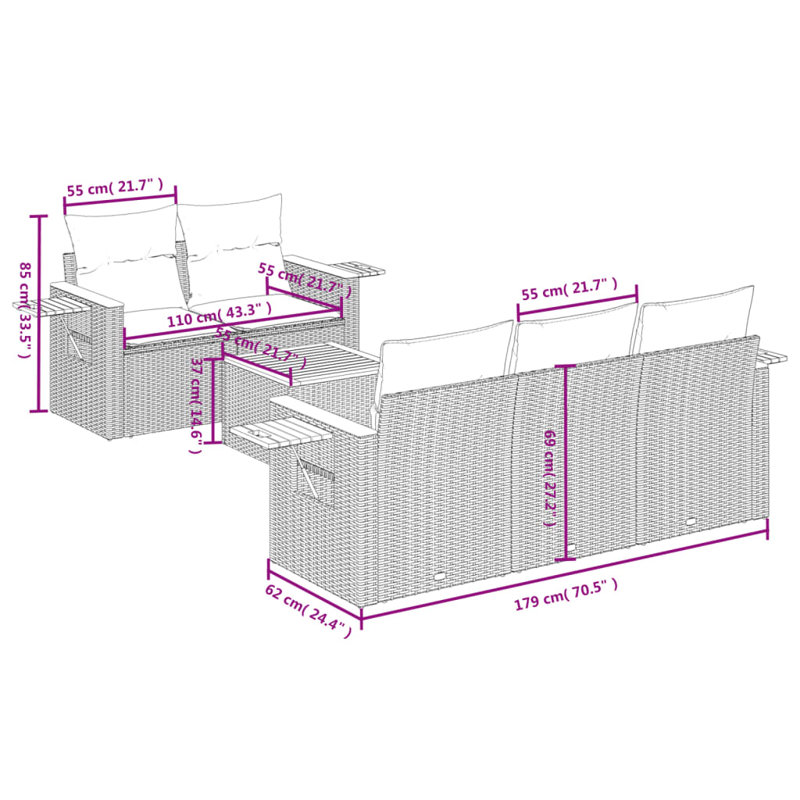 Vidaxl Garden Sofa Set Black