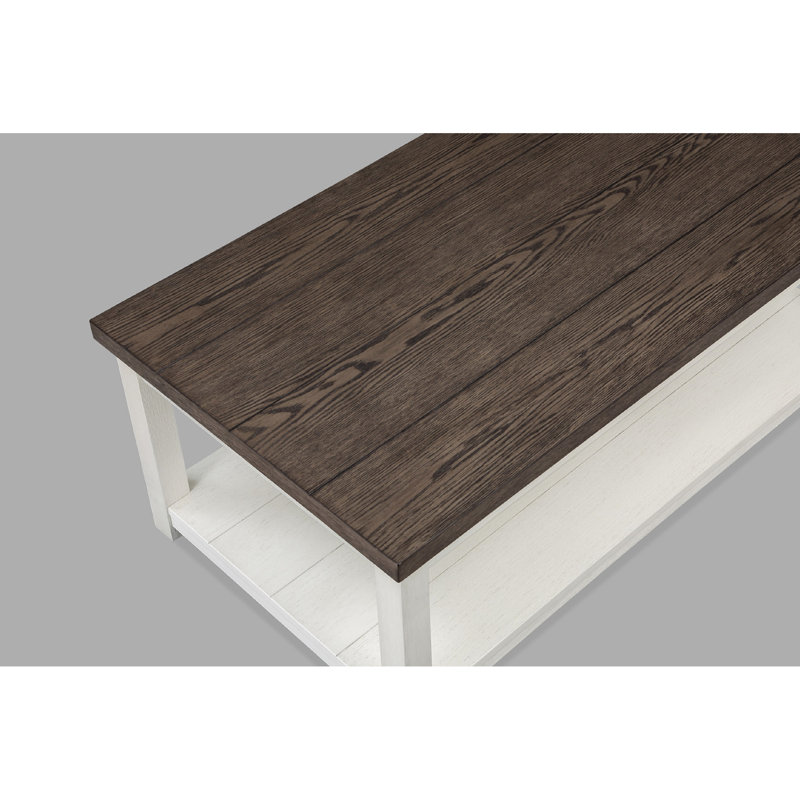 Table 3 pièces en bois avec tablette ouverte au design, finition brun blanc pour les tables de salon et de rangement inférieur, finition