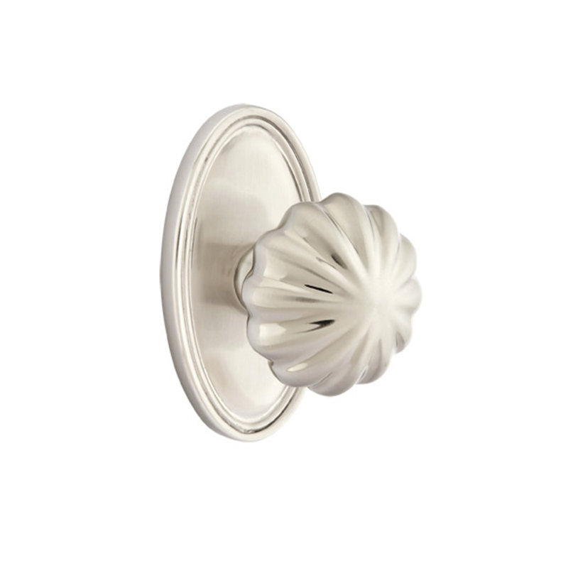 Ensemble de faux boutons Emtek avec bouton ovale Roestte et Melon, Nickel satiné