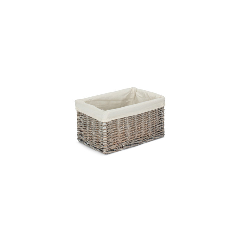 House Of Hampton Wicker Decorative Basket, 17cm H x 33cm W x 20cm D, Grey Wash/White Lining