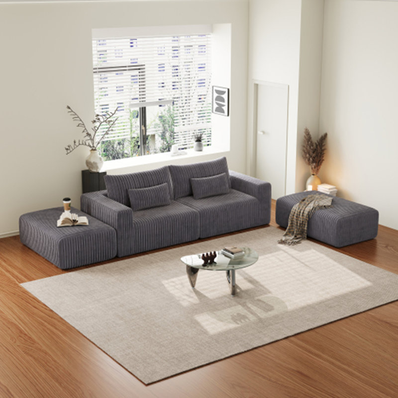 Méridienne surdimensionnée sans accoudoirs Glauser, H 36 po x l 102 po x P 75 po, Gris