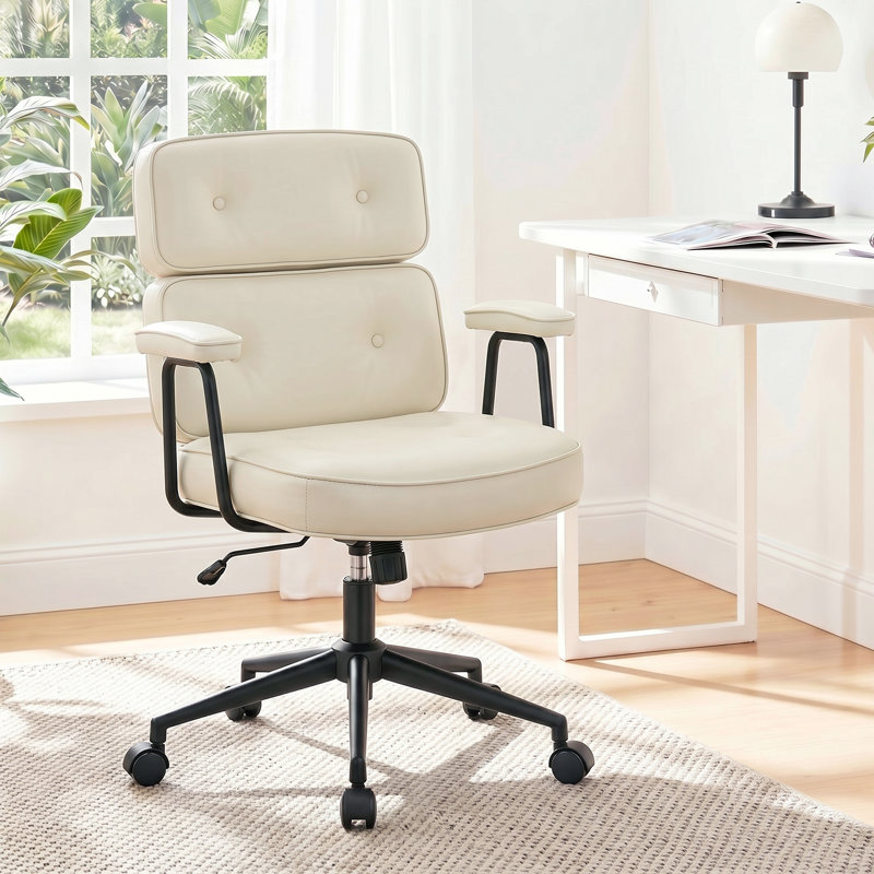 Fauteuil de bureau ergonomique en polyuréthane avec support lombaire, Beige