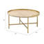 Table basse en chêne et or, look contemporain avec table ronde et base en métal