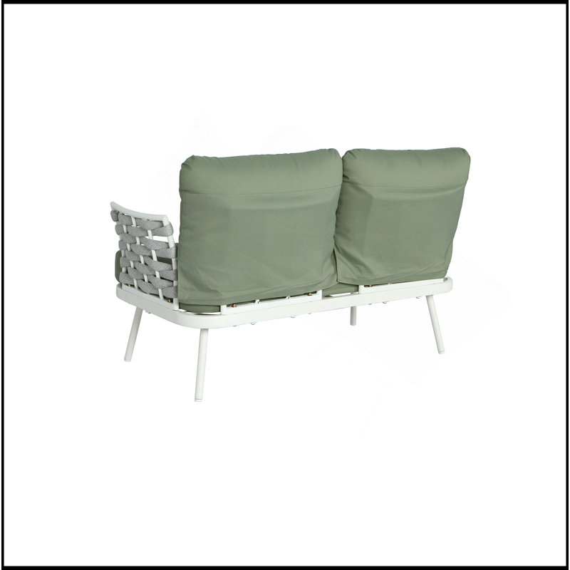 Causeuse et table en acier Mariano, blanc cassé et vert, Blanc cassé, Vert