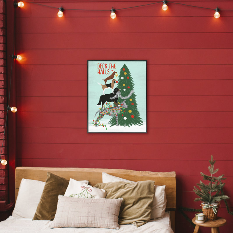 «Deck The Halls Stacked Dogs», estampe numérique, conception de Jilly Jack Designs, H 30 po x l 24 po, Noir