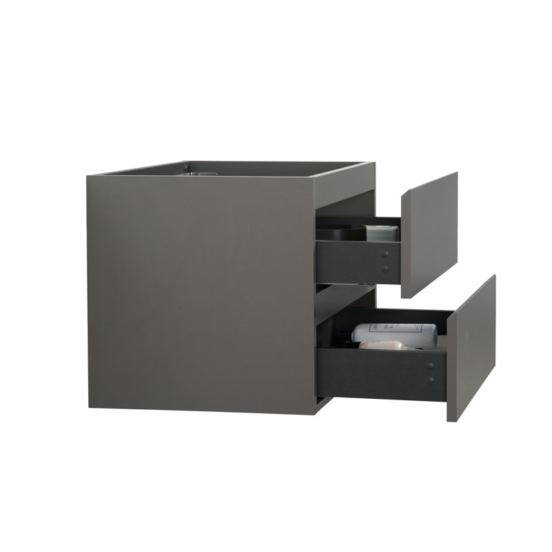 Armoire murale sans lavabo, thème gris, 2 tiroirs préassemblés, glissières de tiroir silencieuses, option de solution double pratique pour optimiser l'espace