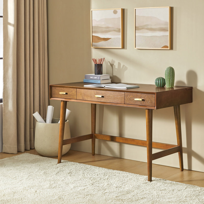 Kerah 48" Mid Century Modern Desk with Charging Station