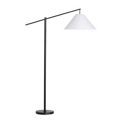 Lampe sur pied en acier 68,25 po avec abat-jour en lin blanc
