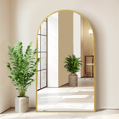 Grand miroir de plancher arqué pleine longueur
