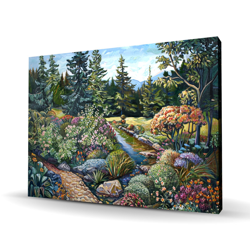 Jardin sur toile turquoise pour décoration intérieure | Accent élégant