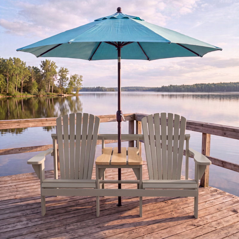 Delmor Weathercraft Double Adirondack Chair for Two with Built-In Center Table and Umbrella Hole, Solid Wood Pressure-Treated Pine, 15 Sherwin-Williams Finish Options, Fully Assembled