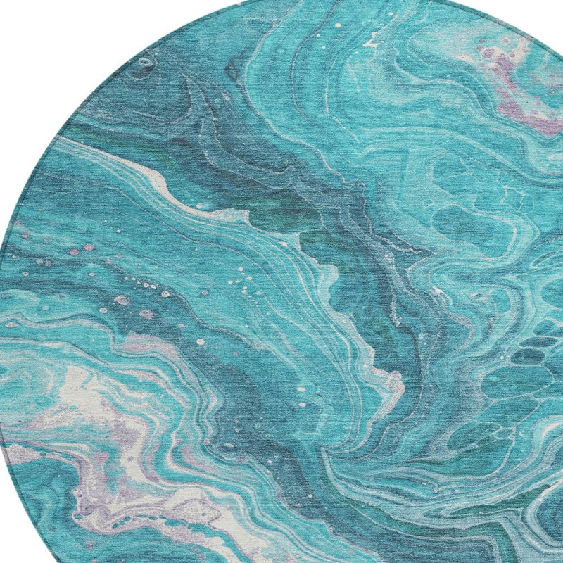Tapis rond bleu 8 po