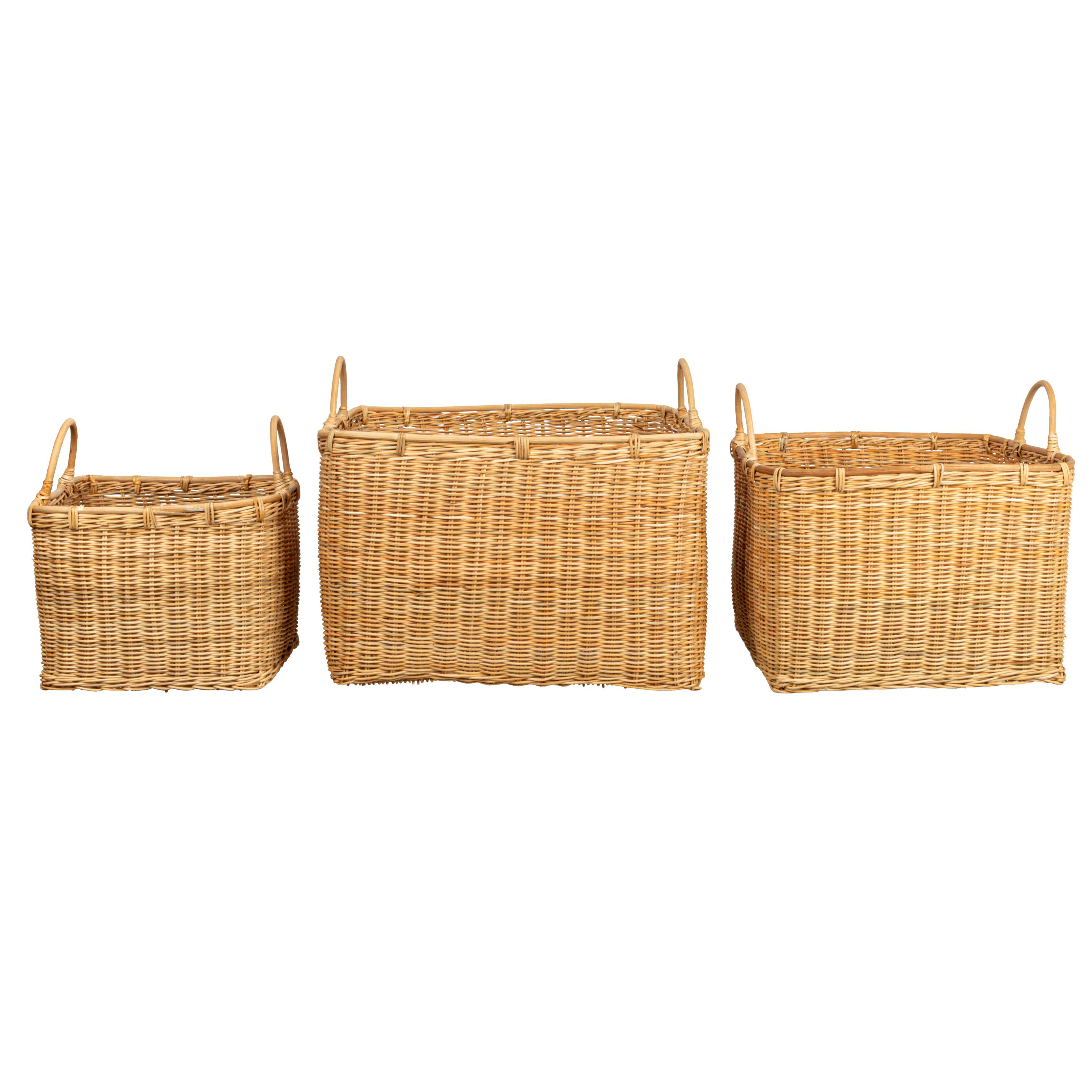 Storage Basket Set of Three Wicker Heart Shaped Baskets 