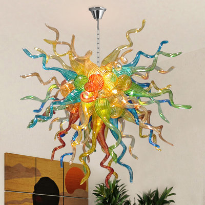 6-Light Modern Artistic Hand-Blown Glass Sputnik Chandelier
