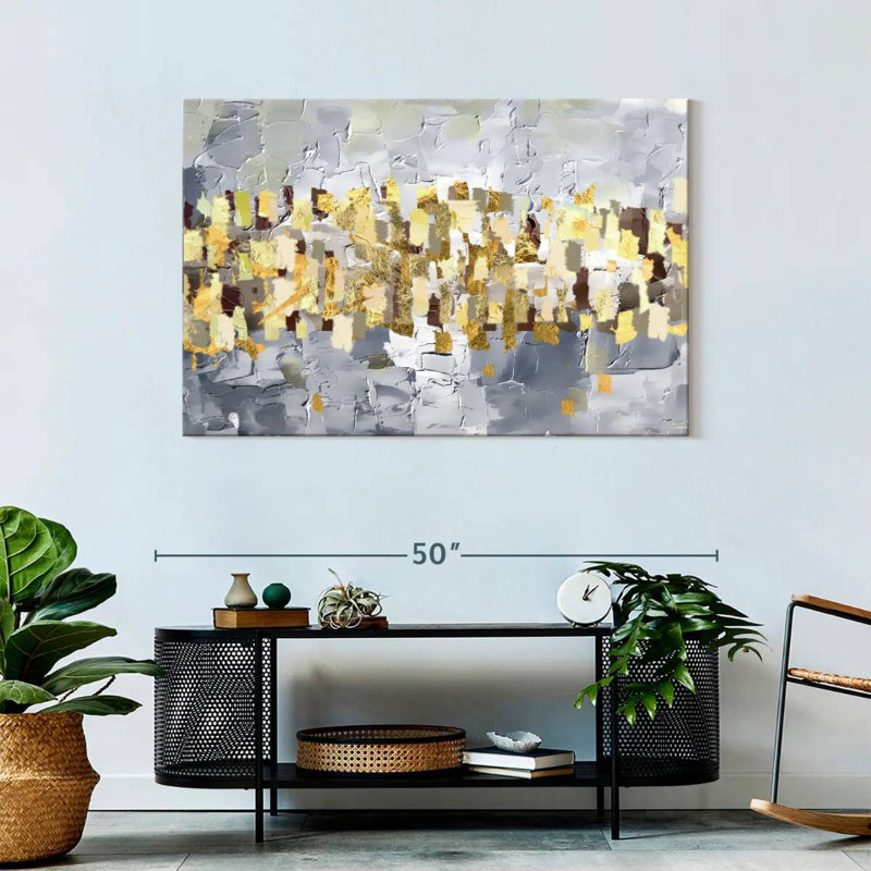 Gold And Silver Abstract On Canvas Print, 45" H x 30" W x 1.25" D