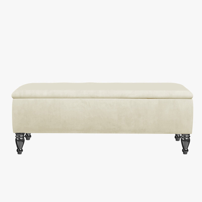 Lisbon Ottoman Bench with Storage, End of Bed Bench, Rectangle Coffee Table, Upholstered Footstools, Cream