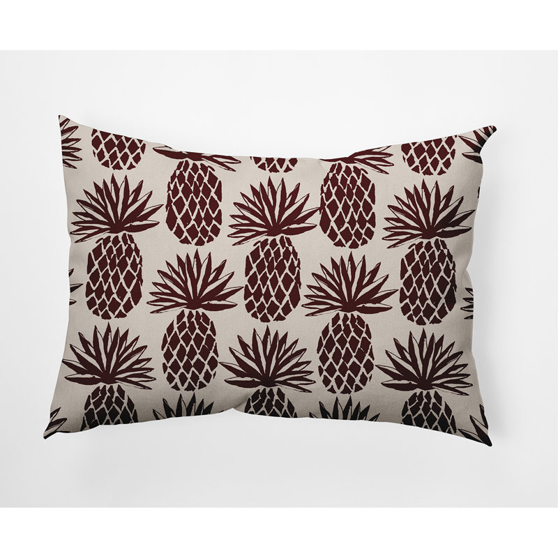 Coussin intérieur / extérieur Pineapple Stripes, 14 po x 20 po, Grenade