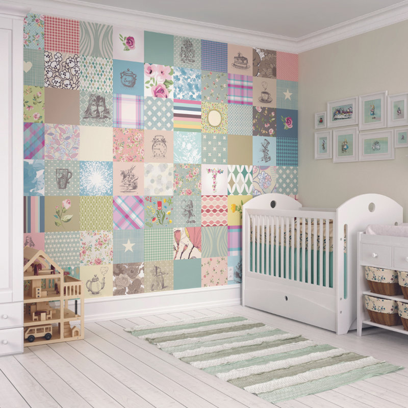 Alice In Wonderland Patchwork - Multi Wall Mural, 240cm L x 300cm W 