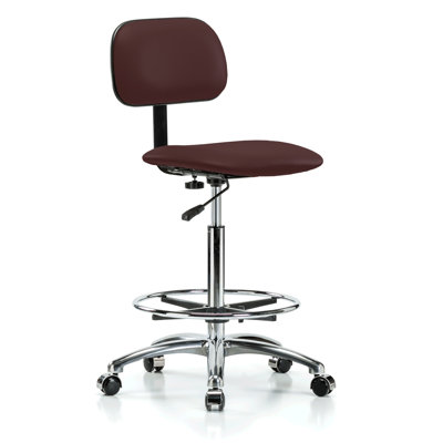 Fauteuil de laboratoire chromé avec dossier réglable et repose-pieds PERCH | Hauteur du banc élevé: 24 à 33,5 po
