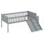 Structure de lit simple avec glissière, échelle et garde-corps - Lit plateforme en bois avec tablette de rangement et espace sous le lit-1457436476