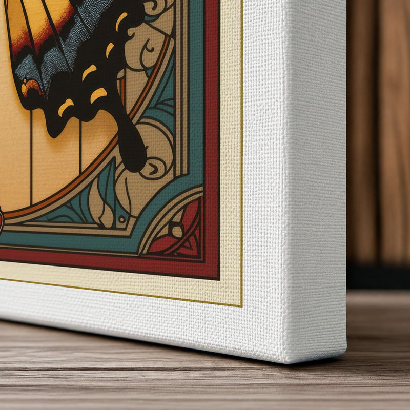 Monarch Study Art Deco 1 Piece Wrapped Canvas Wall Art, 36x24 - 91.4 x 61.0 cm, White Border