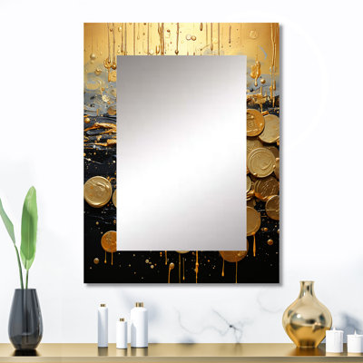 Argent Magic Popart I - miroir abstrait Popart unique, grand miroir mural doré, impression d'art en métal