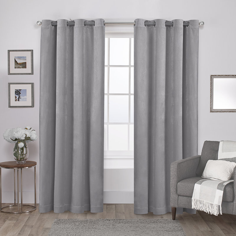 Cambra Velvet Semi-Sheer Grommet Curtain Panels, 54"W x 84"L, Silver
