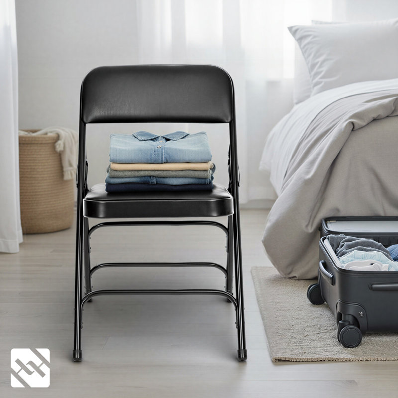 Chaise pliante en vinyle Bernadine, Noir
