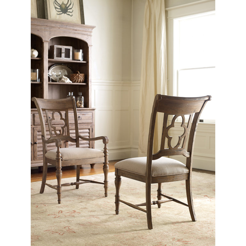 Chaise avec accoudoirs en lin brun Kempston
