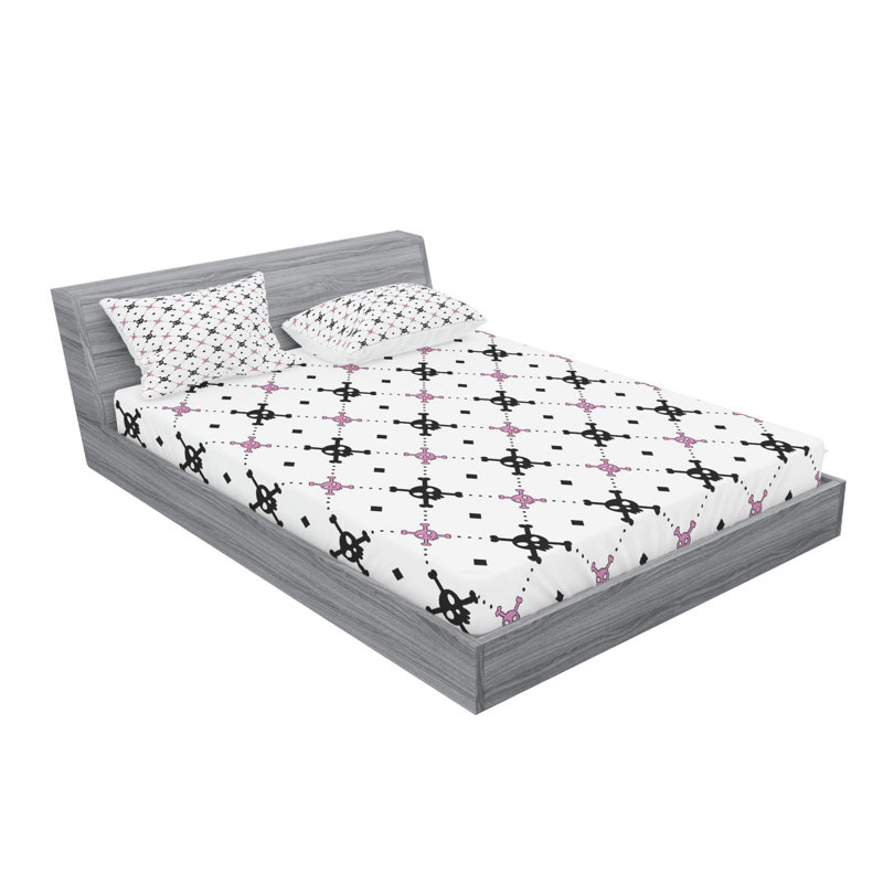 Microfiber Geometric Sheet Set, Queen Sheet Set with Fitted Sheet