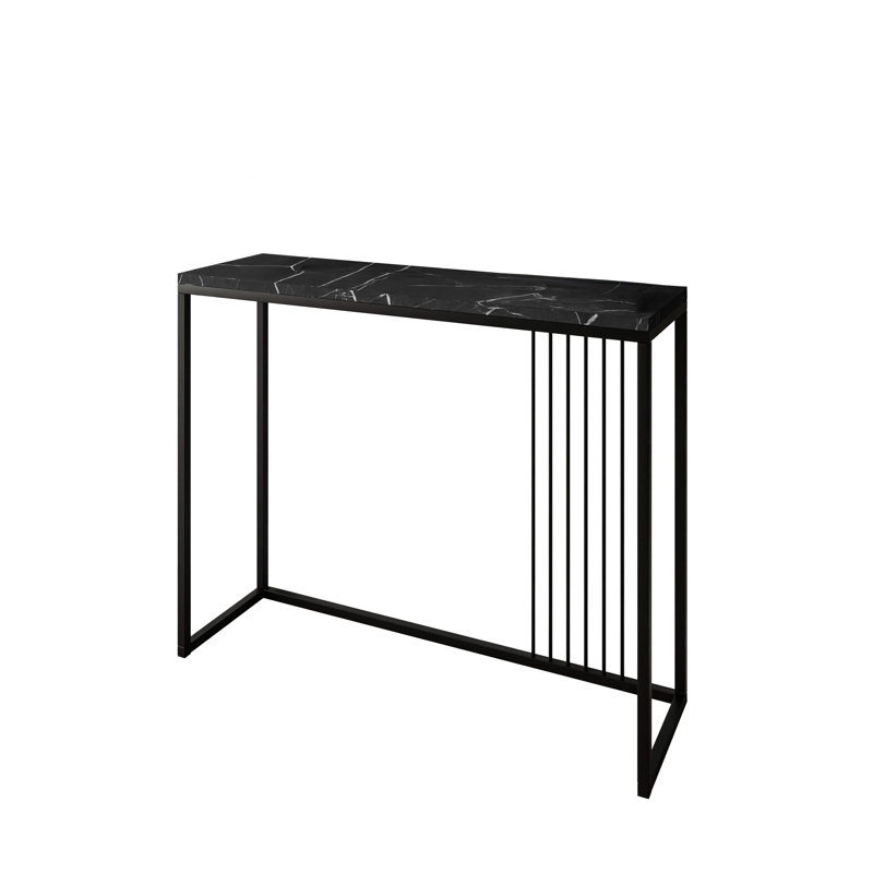 Heston Console Table, Black, Black Marble , 80cm H x 80cm W x 30cm D