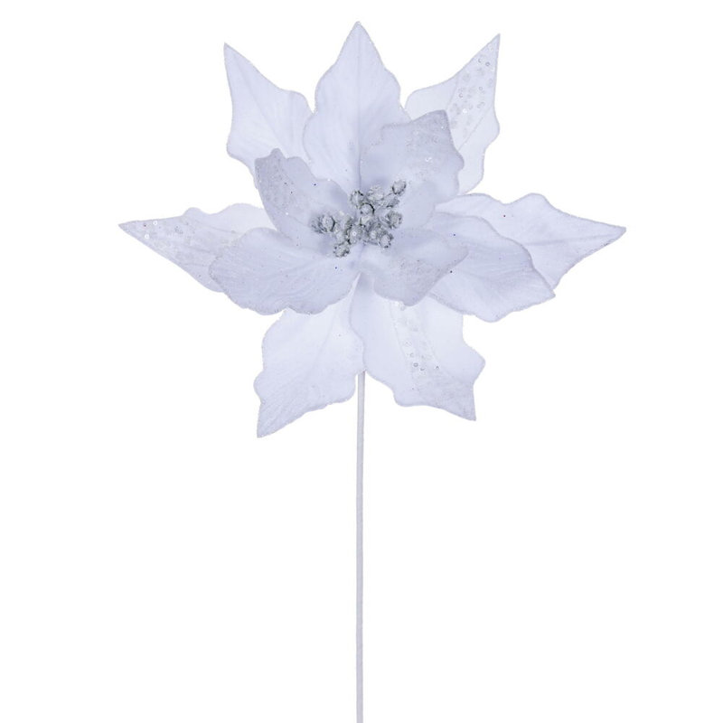 Tige de poinsettia rayée 10 po x 20 po Il comprend trois pièces par sac., Blanc / Blanc