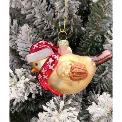 Christmas Glass Ornament - Gold Bird by  F07M3-20 HB-SY25310