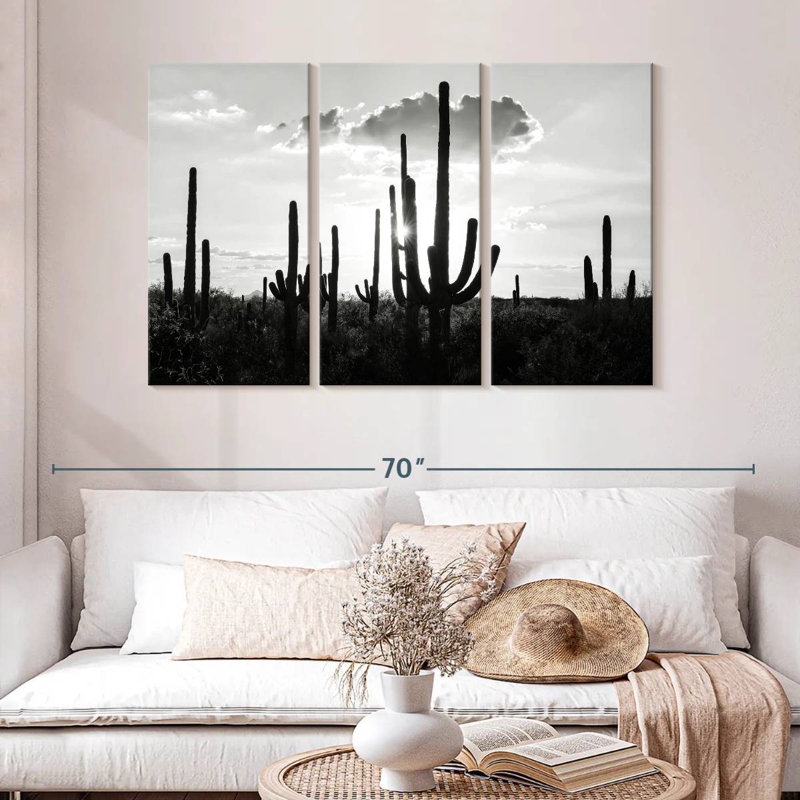 Tergel - Arizona noir - Silhouettes de cactus, H 36 po x l 57 po