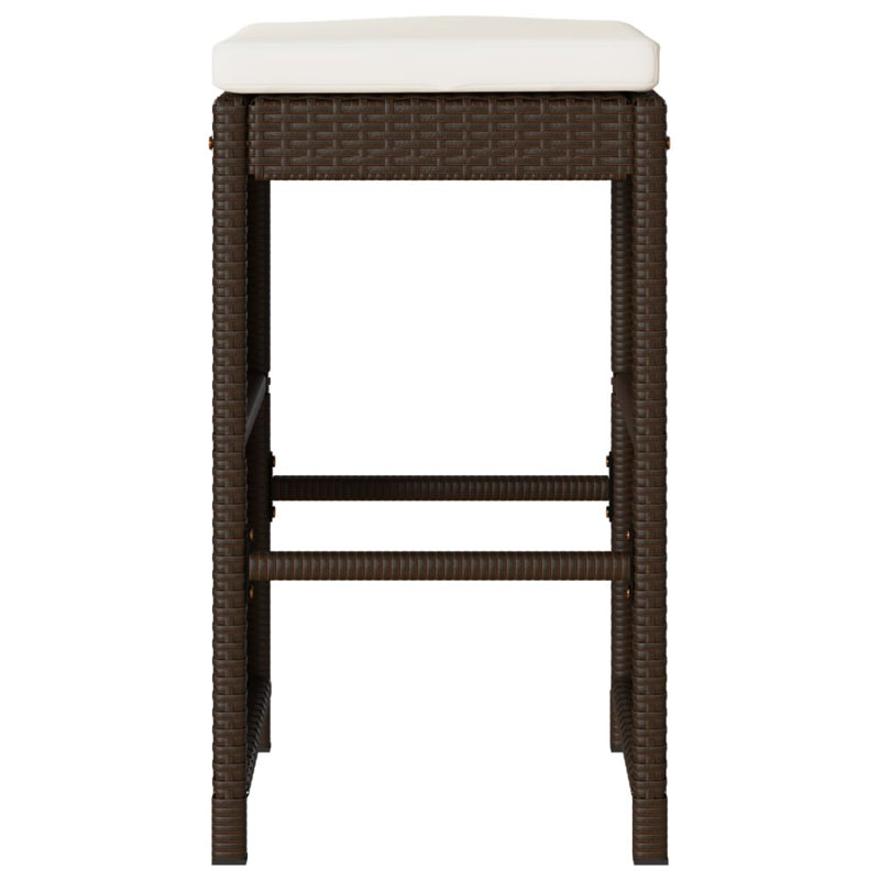 2.1 Powder Coated Steel Outdoor 76cm Bar Stool with Cushion, Brown, white and pink, Cream coloured